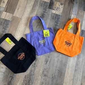 Trader Joe's Reusable Tote Bag‎ Set - Black, Purple, and Orange